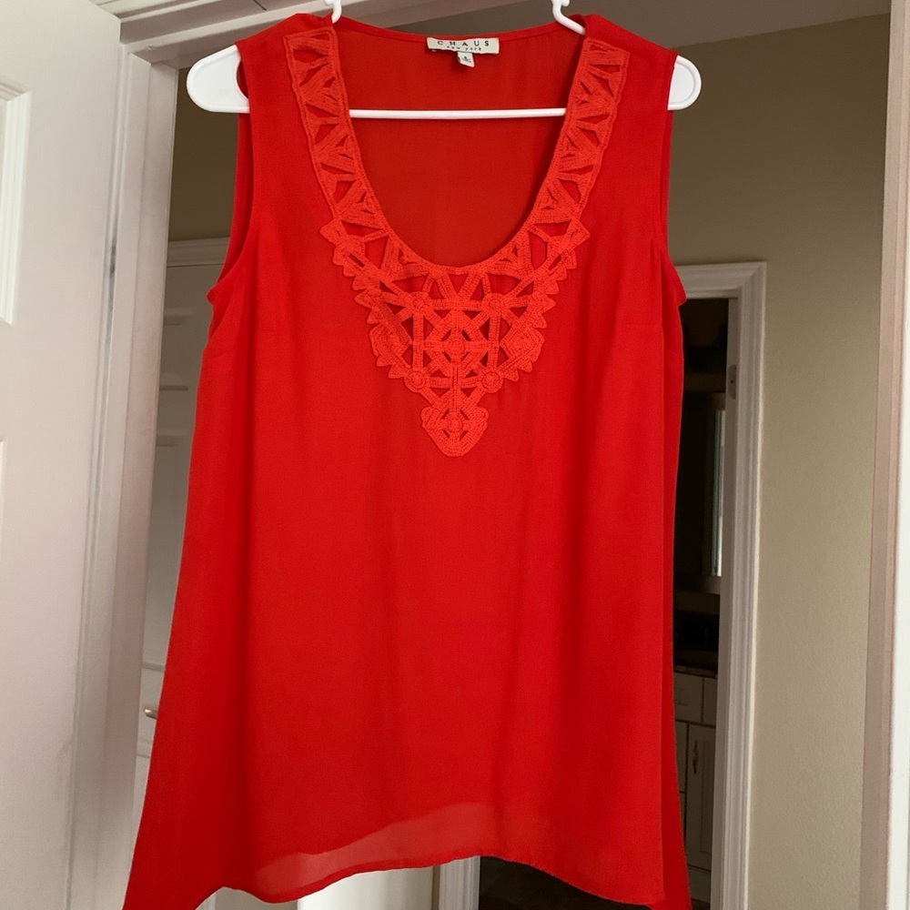 CHAUS New York orange sleeveless blouse
